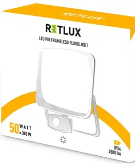 Záhradné lampy Retlux RSL 257 LED reflektor s PIR senzorom, 200 x 197 x 68 mm, 50 W, 2700 lm