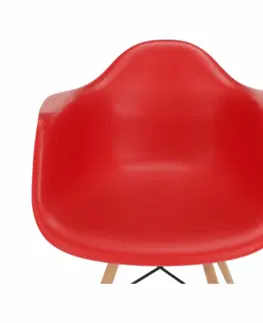 Stoličky Kreslo, červená/buk, DAMEN NEW