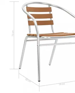 Záhradné kreslá a stoličky Stohovateľné záhradné stoličky 4 ks strieborná / hnedá Dekorhome
