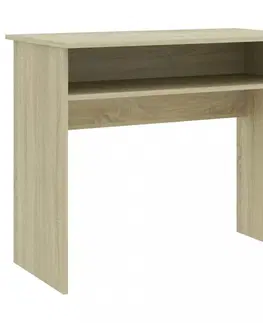 Pracovné stoly Písací stôl s policou 90x50 cm Dekorhome Dub sonoma / biela