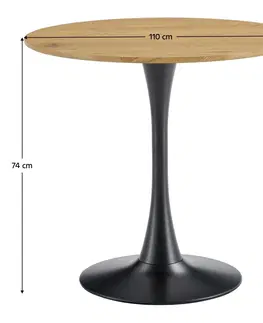 Jedálenské stoly KONDELA Reventon New 110 okrúhly jedálenský stôl dub / čierna