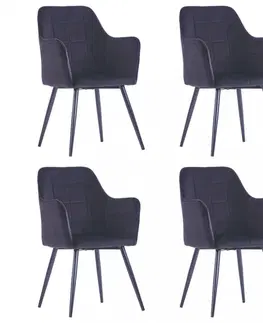 Jedálenské stoličky a kreslá Jedálenská stolička 4 ks zamat / oceľ Dekorhome Modrá
