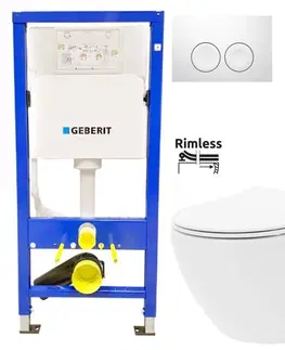 Kúpeľňa GEBERIT DuofixBasic s bielym tlačidlom DELTA21 + WC REA Carlo Flat Mini Rimlesss + SEDADLO 458.103.00.1 21BI CF1