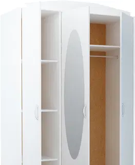 Šatníkové skrine Skriňa PEACE so zrkadlom, biela