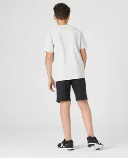 nohavice Chlapčenské tričko 500 na cvičenie svetlosivé
