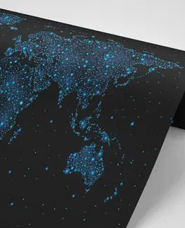 Tapety mapy Tapeta mapa sveta s nočnou oblohou