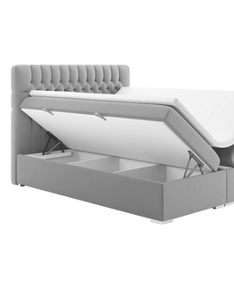 Postele KONDELA Fonda čalúnená manželská posteľ s matracom svetlosivá