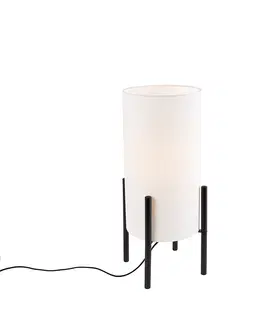 Stolove lampy Dizajnová stolná lampa čierna ľanové tienidlo biela - Rich