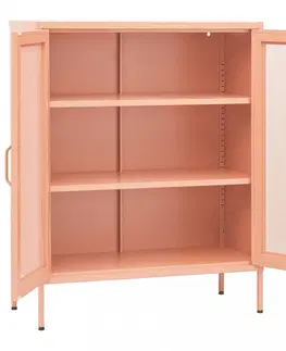Kancelárske skrine Plechová skrinka Dekorhome Ružová