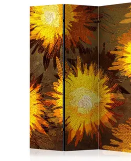 Paravány Paraván Sunflower dance Dekorhome 135x172 cm (3-dielny)