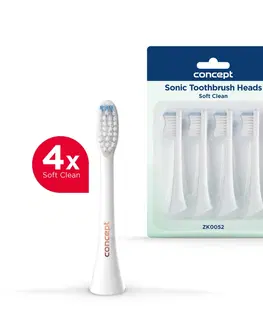 Elektrické zubné kefky Concept ZK0052 náhradná hlavica PERFECT SMILE Soft Clean, 4 ks, biela