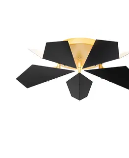 Stropne svietidla Dizajnové stropné svietidlo čierne so zlatým 5-svetlom - Sinem