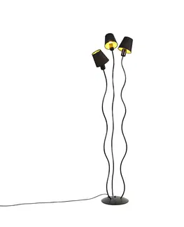Stojace lampy Dizajnová stojaca lampa čierne 3-svetlá s objímkami - Wimme