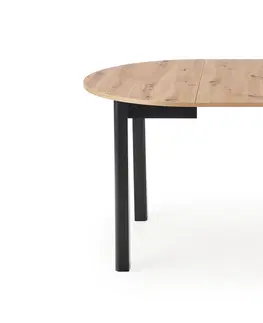 Jedálenské stoly HALMAR Ringo okrúhly rozkladací jedálenský stôl dub artisan / čierna