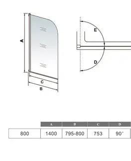 Sprchové dvere H K - Vaňová zástena S11 FLAG 80x140cm - jednodielna sklopná, číre sklo SE-S11FLAG80