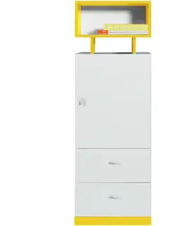 Sektorový nábytok Regál Mobi MO-8 biela / žltá
