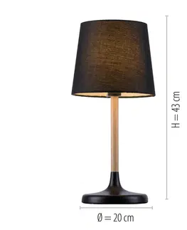 Lampy na nočný stolík JUST LIGHT. Stolová lampa Nima s čiernym látkovým tienidlom