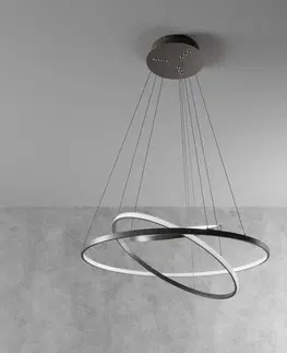 Závesné svietidlá Lucande LED závesná lampa Ezana s tromi krúžkami, niklová