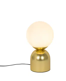 Stolove lampy Hotelová elegantná stolná lampa zlatá s opálovým sklom - Pallon Trend