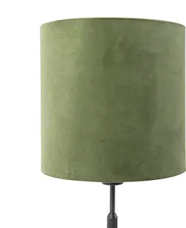 Stolove lampy Stolová lampa čierna s velúrovým odtieňom zelená so zlatom 25 cm - Parte