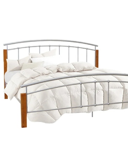 Postele KONDELA Mirela 160 kovová manželská posteľ s roštom jelša / strieborná