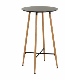 Jedálenské stoly Barový stôl, čierna/dub, priemer 60 cm, IMAM