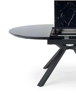 Jedálenské stoly HALMAR Vertigo okrúhly rozkladací jedálenský stôl čierny mramor / čierna