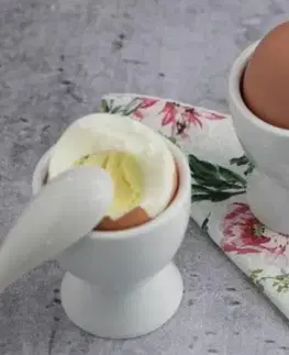 Misky na vajíčka Kinekus Stojan na vajíčko s lyžičkou, sada 2 ks, porcelán