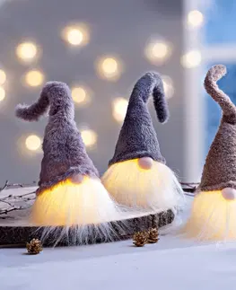 Vianočné dekorácie LED dekorácia Škriatkovia, 3 ks
