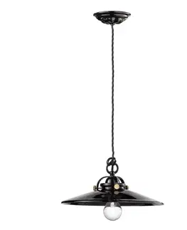 Závesné svietidlá Ferroluce Čierne keramické závesné svetlo Edoardo, 31 cm