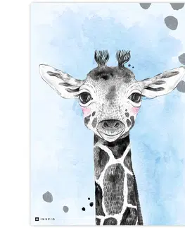 Obrazy do detskej izby Obraz s rámom do detskej izby - Farebný so žirafou