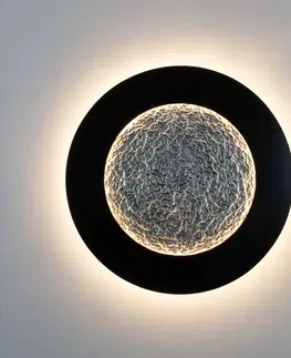 Nástenné svietidlá Holländer LED nástenné svietidlo Luna Pietra, hnedo-čierno-strieborné, Ø 80 cm