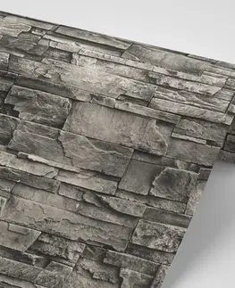 Tapety s imitáciou tehly, kameňa a betónu Fototapeta kamenná stena s hnedým nádychom