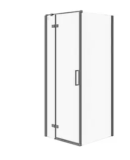 Sprchovacie kúty CERSANIT - JOTA rohový sprchovací kút - (80x80X195) priehľadné sklo - čierny, ĽAVÝ S160-007