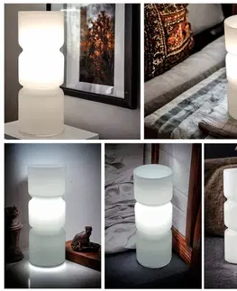 Svietidlá Stolná lampa sklenená biela