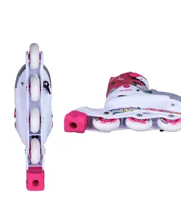 Kolieskové korčule Detské nastaviteľné korčule Action Doly so svietiacimi kolieskami ružová - S 30-33