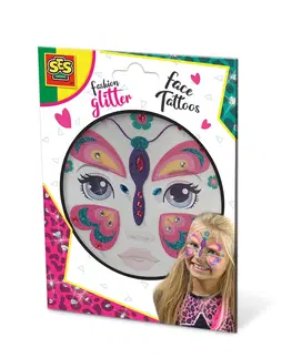 Kreatívne a výtvarné hračky SES - Trblietavé tetovanie na tvár - motýľ