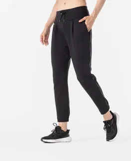 nohavice Dámske hrejivé bežecké nohavice Jogging 500 čierne