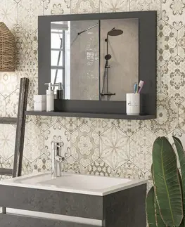 Zrkadlá MOSLY polička so zrkadlom do kúpelne, antracit