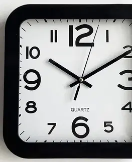 Nástenné hodiny Čierne štvorcové hodiny 24,5x24,5x3,5cm