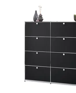 Cabinets & Storage Vysoká komoda »CN3« s 8 výklopnými dvierkami, čierna