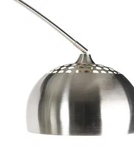 Oblúkové lampy Oblúková lampa z ocele s nastaviteľnou základňou z bieleho mramoru - XXL