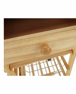Regály a poličky KONDELA Lumber servírovací stolík na kolieskach prírodná