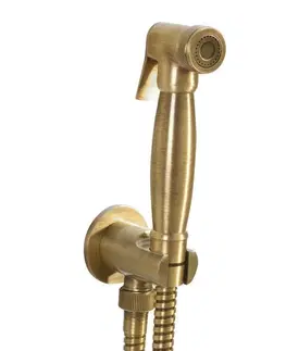 Držadlá k vani SAPHO - Bidetová sprcha retro s hadicou a držiakom sprchy s vyústením, bronz 9106