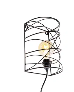 Nastenne lampy Dizajnové nástenné svietidlo čierne - Spira