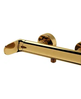 Kúpeľňové batérie CERSANIT - Nástenná sprchová batéria INVERTO, páková, zlatá + zlatý úchyt S951-292