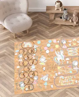 Korkové koberce Veľký dievčenský koberec z korku s vílami a detskými hrami