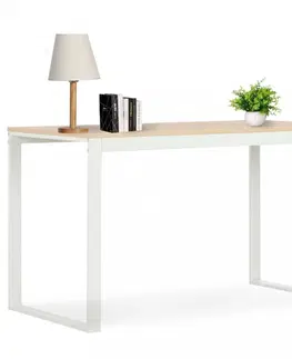 Pracovné stoly Písací stôl 120x60 cm drevotrieska / oceľ Dekorhome Biela / dub