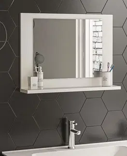 Zrkadlá MOSLY polička so zrkadlom do kúpelne, biela 