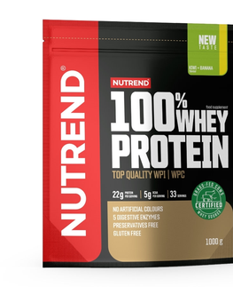 Proteíny Práškový koncentrát Nutrend 100% WHEY Protein 1000g jahoda